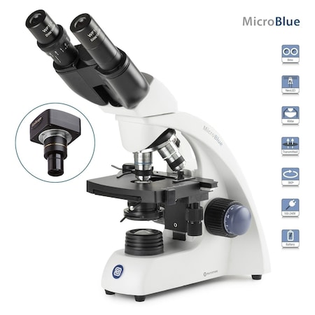 MicroBlue 40X-1600X Binocular Entry-Level Portable Compound Microscope W/10MP USB 2 Digital Camera